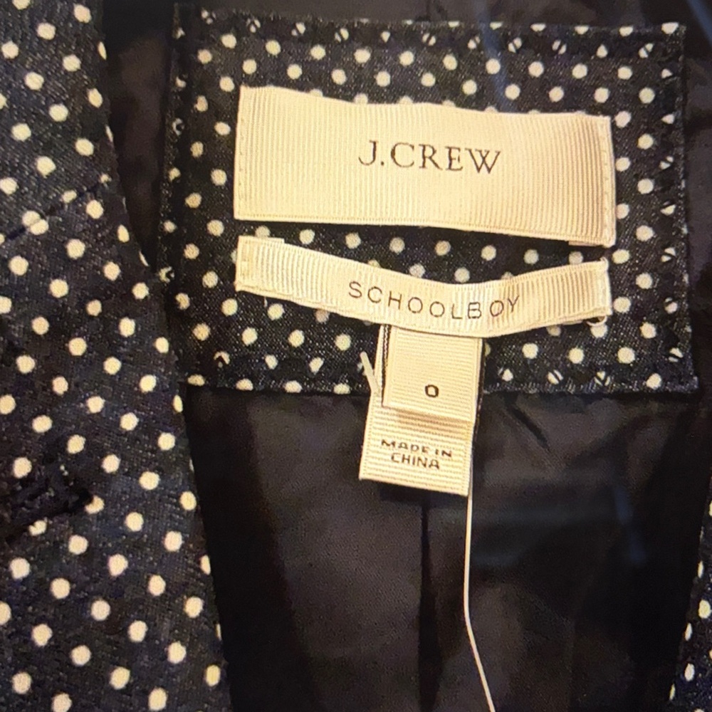 NWT J. Crew Navy Polka Dot School Boy Blazer, 0 - Picture 4 of 11